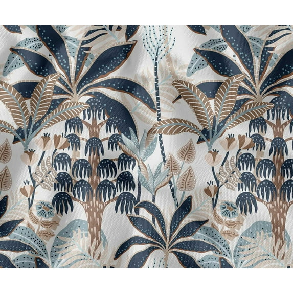 Soimoi Cotton Canvas Fabric by 5 Yard | Printed Tropical Design in Blue | 56 Inch Wide | Medium Weight, Durable Material for Upholstery, Bags, Curtains & Crafts