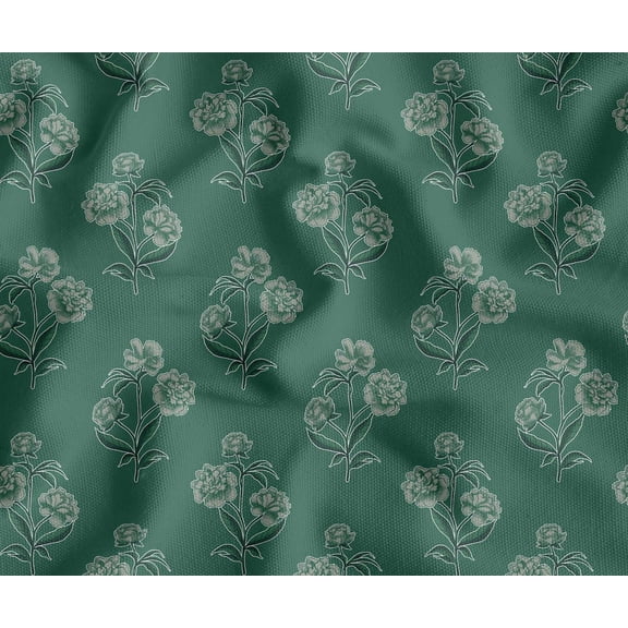 Soimoi Cotton Canvas Fabric By The Yard | Printed Block Pattern in Green | 56 Inch Wide | Medium Weight, Durable Material for Upholstery, Bags, Curtains & Crafts