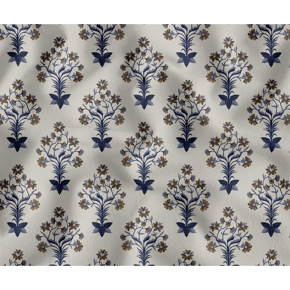 Soimoi Cotton Canvas Fabric Yardage - Printed Block Design, Blue | 56" Wide | Ideal for Sewing, Upholstery, Tote Bags, Home Decor & More, By The Yard