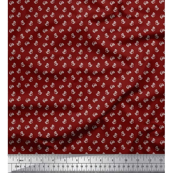 Soimoi Cotton Duck Fabric Anchor Hook Nautical Fabric Prints by Yard 42 Inch Wide