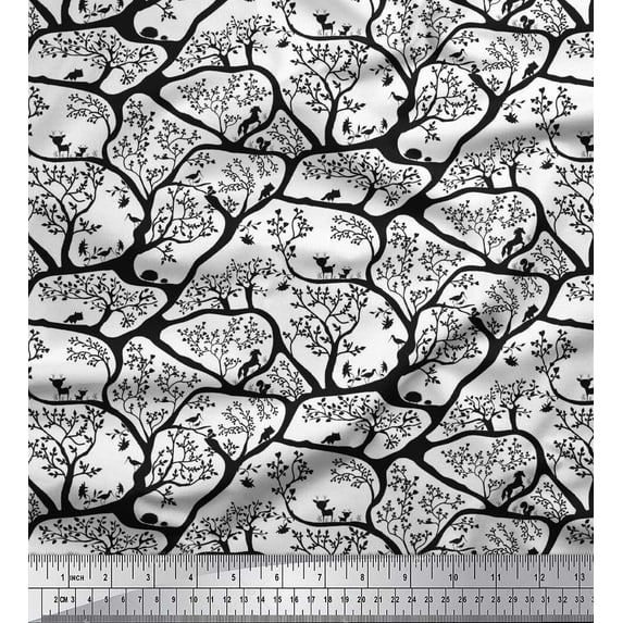 Soimoi Cotton Duck Fabric Animal & Tree Printed Craft Fabric by The Yard 42 Inch Wide