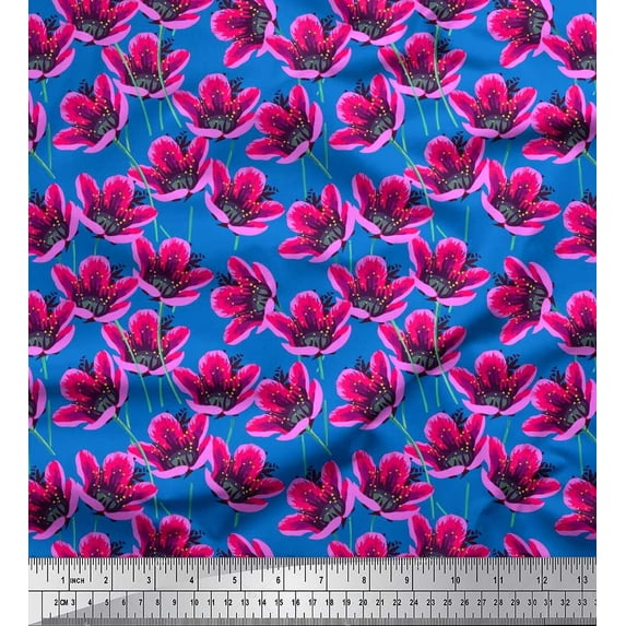 Soimoi Cotton Duck Fabric Artistic Floral Print Fabric by Yard 56 Inch Wide