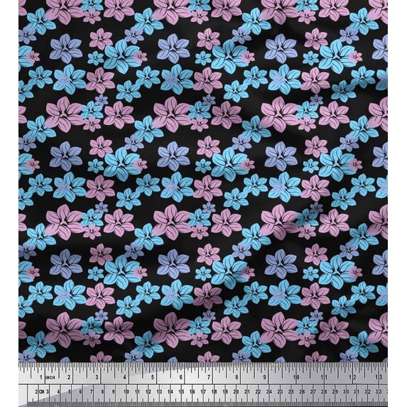 Soimoi Cotton Duck Fabric Artistic Floral Printed Craft Fabric by the Yard 42 Inch Wide