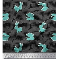 Soimoi Cotton Duck Fabric Artistic Floral & Rabbit Animal Print Fabric by The Yard 42 Inch Wide