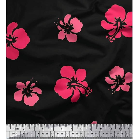 Soimoi Cotton Duck Fabric Artistic Flower Printed Craft Fabric by the Yard 42 Inch Wide