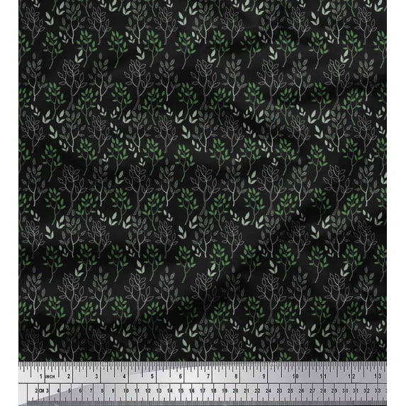 Soimoi Cotton Duck Fabric Artistic Leaves Print Sewing Fabric Yard 42 Inch Wide