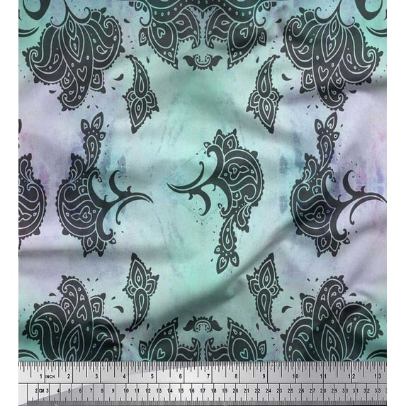 Soimoi Cotton Duck Fabric Artistic Paisley Fabric Prints by Yard 42 Inch Wide