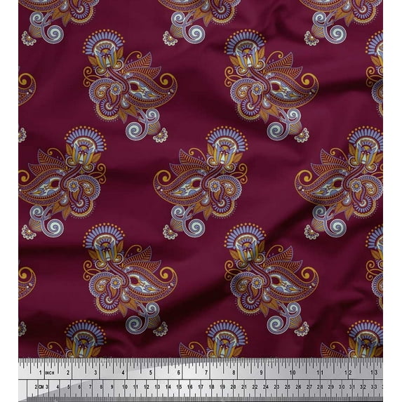 Soimoi Cotton Duck Fabric Artistic Paisley Print Fabric by the Yard 42 Inch Wide