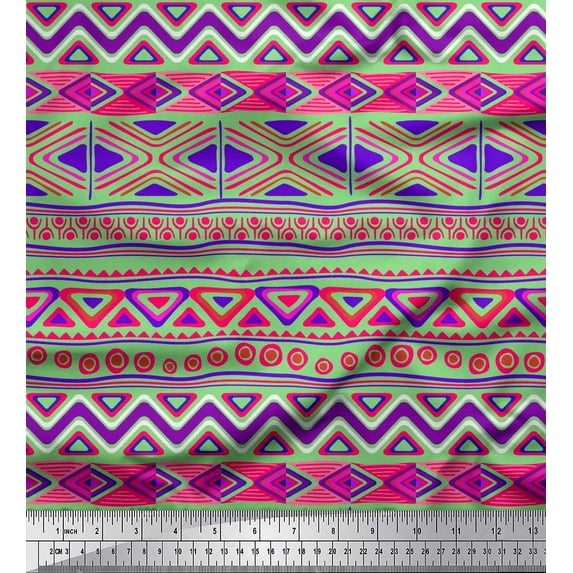 Soimoi Cotton Duck Fabric Aztec Geometric Print Fabric by The Yard 42 Inch Wide