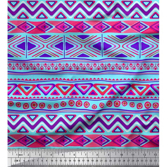 Soimoi Cotton Duck Fabric Aztec Geometric Print Fabric by Yard 42 Inch Wide