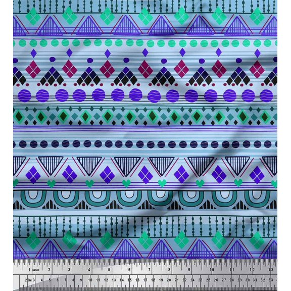 Soimoi Cotton Duck Fabric Aztec Geometric Printed Craft Fabric by The Yard 42 Inch Wide