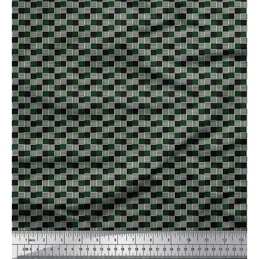 Soimoi Cotton Duck Fabric Basketweave Shirting Print Fabric by The Yard 42 Inch Wide