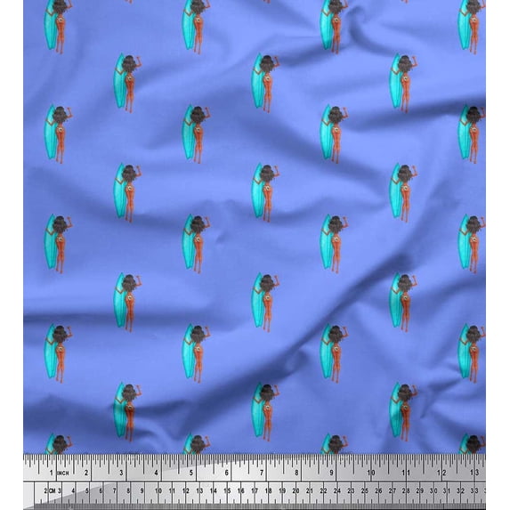 Soimoi Cotton Duck Fabric Beachwear Girl & Surfboard Shirting Printed Craft Fabric by The Yard 42 Inch Wide