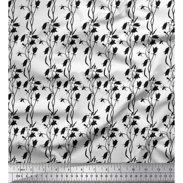 Soimoi Cotton Duck Fabric Bell Floral Printed Fabric 1 Yard 42 Inch Wide