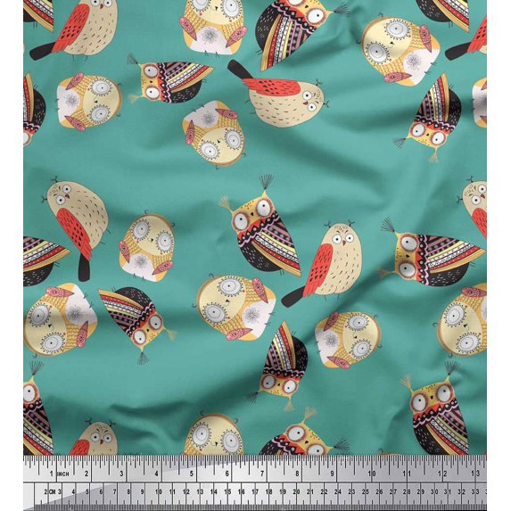 Soimoi Cotton Duck Fabric Bird & Owl Kids Fabric Prints by Yard 42 Inch Wide