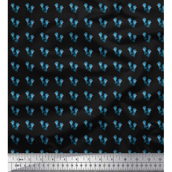 Soimoi Cotton Duck Fabric Bird Shirting Print Fabric by Yard 42 Inch Wide