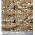 thumbnail image 1 of Soimoi Cotton Duck Fabric Bird,Tea Kettle & Cupcake Food Printed Fabric 1 Yard 42 Inch Wide, 1 of 1