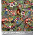 thumbnail image 1 of Soimoi Cotton Duck Fabric Birds,Leaves & Lily Floral Print Fabric by The Yard 42 Inch Wide, 1 of 3