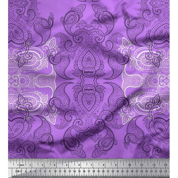 Soimoi Cotton Duck Fabric Black Sketch Paisley Decor Fabric Printed Yard 42 Inch Wide