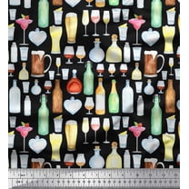 Soimoi Cotton Duck Fabric Bottle,Wine & Beer Bar Decor Fabric Printed Yard 42 Inch Wide