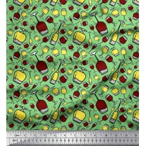 Soimoi Cotton Duck Fabric Bottle & Wine Glass Bar Print Fabric by The Yard 42 Inch Wide