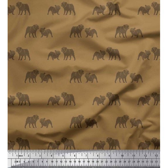 Soimoi Cotton Duck Fabric Bull Dog Print Fabric by The Yard 42 Inch Wide