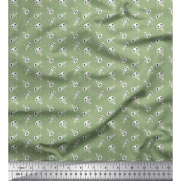 Soimoi Cotton Duck Fabric Cartoon Skull Halloween Print Fabric by Yard 42 Inch Wide