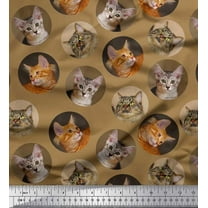 Soimoi Cotton Duck Fabric Cat Face Animal Print Fabric by Yard 42 Inch Wide