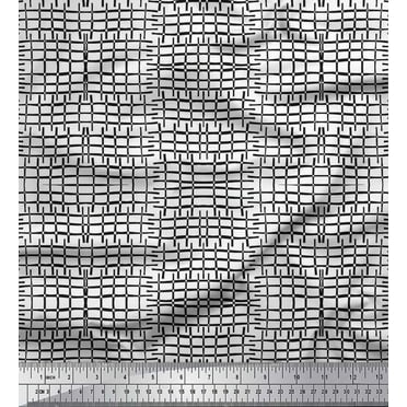 Soimoi Cotton Duck Fabric Check & Geometric Print Fabric by Yard 42 Inch Wide