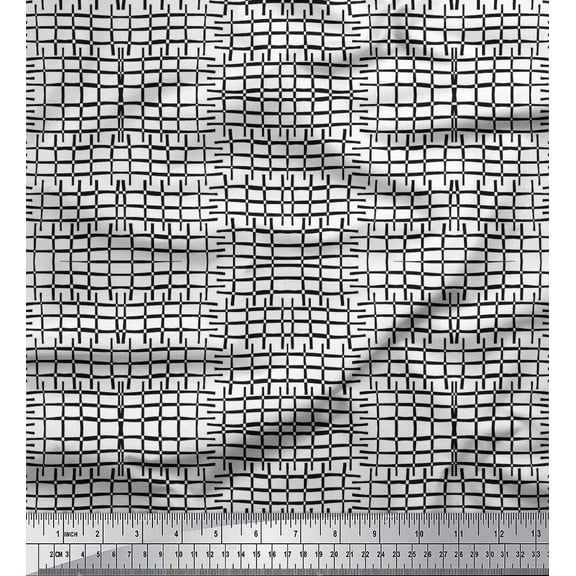 Soimoi Cotton Duck Fabric Check & Geometric Print Fabric by Yard 42 Inch Wide