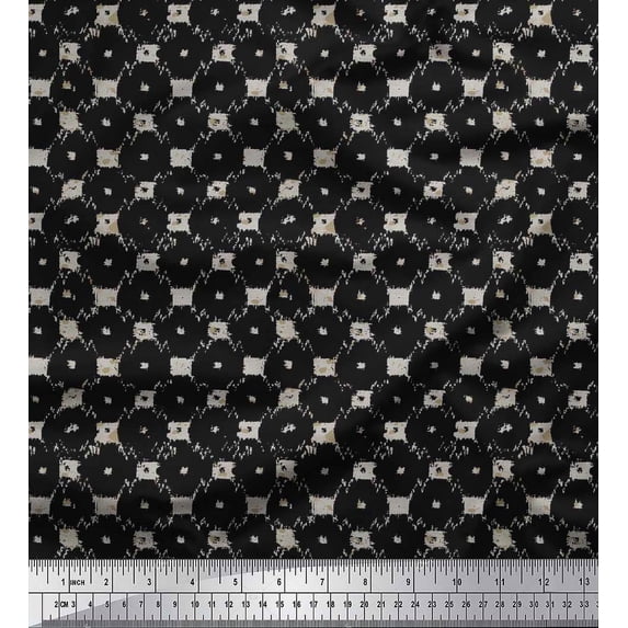 Soimoi Cotton Duck Fabric Check & Geometric Printed Fabric 1 Yard 42 Inch Wide