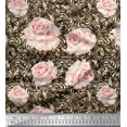 thumbnail image 1 of Soimoi Cotton Duck Fabric Check & Roses Floral Print Sewing Fabric Yard 42 Inch Wide, 1 of 3