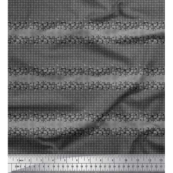 Soimoi Cotton Duck Fabric Check Shirting Print Sewing Fabric Yard 42 Inch Wide