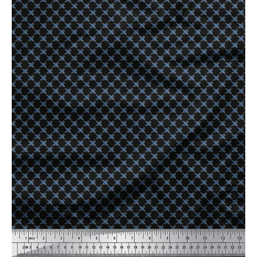 Soimoi Cotton Duck Fabric Check Shirting Printed Fabric 1 Yard 42 Inch Wide