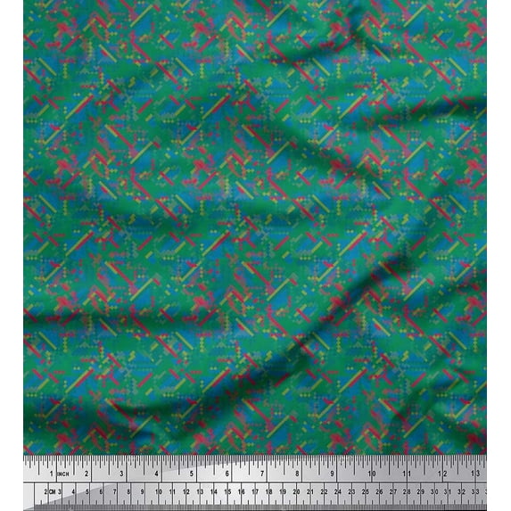 Soimoi Cotton Duck Fabric Check & Texture Printed Fabric 1 Yard 42 Inch Wide
