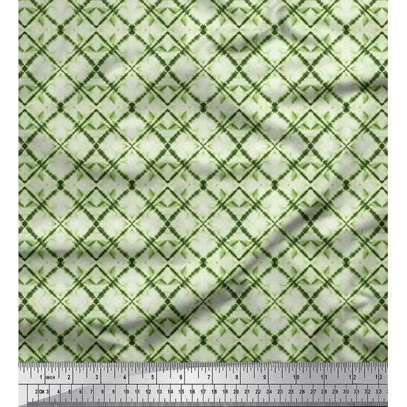 Soimoi Cotton Duck Fabric Check Tie-Dye Print Fabric by Yard 42 Inch Wide