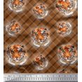 thumbnail image 1 of Soimoi Cotton Duck Fabric Check & Tiger Face Animal Printed Fabric 1 Yard 42 Inch Wide, 1 of 1