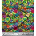 thumbnail image 1 of Soimoi Cotton Duck Fabric Colorful Flowers Clip Art Decor Fabric Printed Yard 56 Inch Wide, 1 of 1