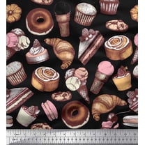 Soimoi Cotton Duck Fabric Cupcake,Donut & Cookies Food Print Fabric by The Yard 42 Inch Wide