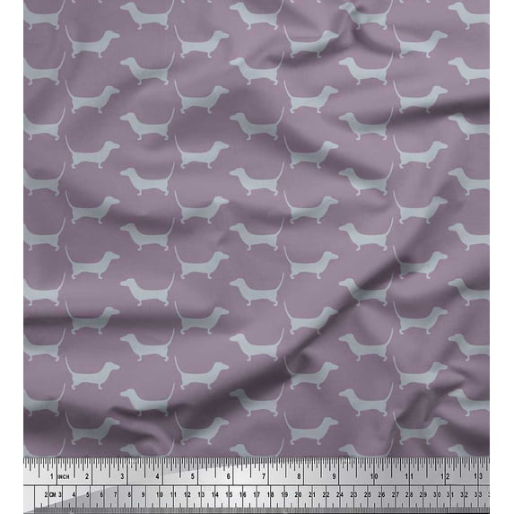 Soimoi Cotton Duck Fabric Dachshund Dog Print Fabric by Yard 42 Inch Wide