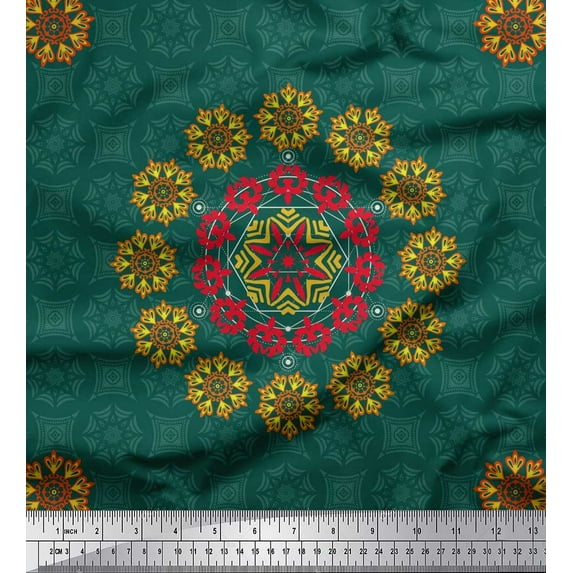 Soimoi Cotton Duck Fabric Damask & Mandala Decorative Print Fabric by The Yard 42 Inch Wide