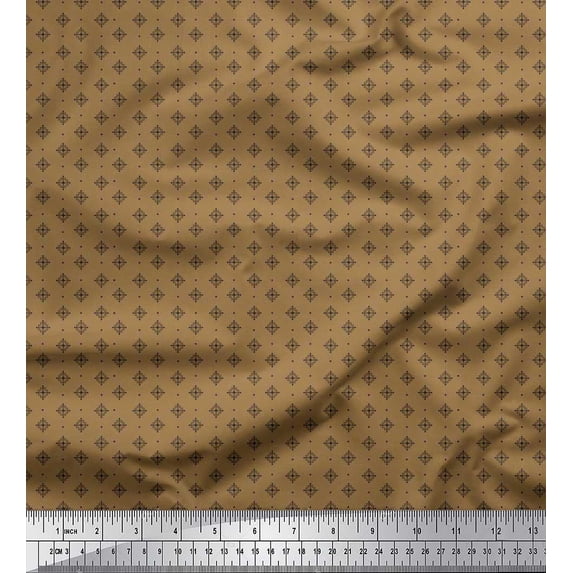 Soimoi Cotton Duck Fabric Diamond & Black Small Motif Shirting Printed Fabric 1 Yard 42 Inch Wide