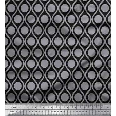 Soimoi Cotton Duck Fabric Dot & Ogee Damask Print Fabric by The Yard 42 Inch Wide