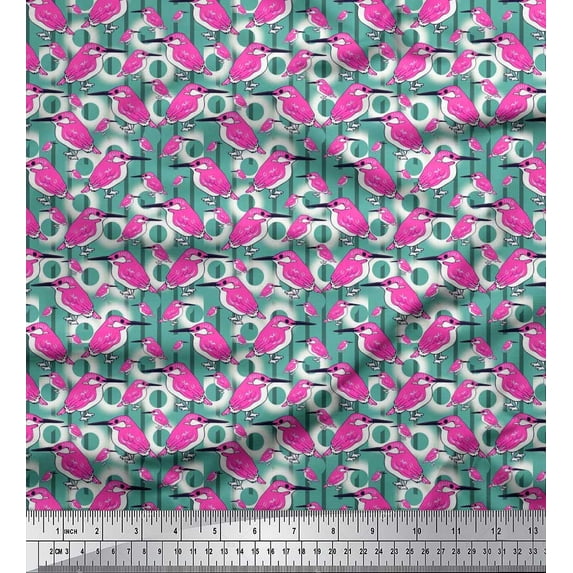 Soimoi Cotton Duck Fabric Dot,Stripe & Bird Printed Craft Fabric by The Yard 42 Inch Wide