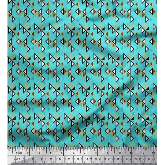 Soimoi Cotton Duck Fabric Dot & Triangle Shirting Print Fabric by Yard 42 Inch Wide