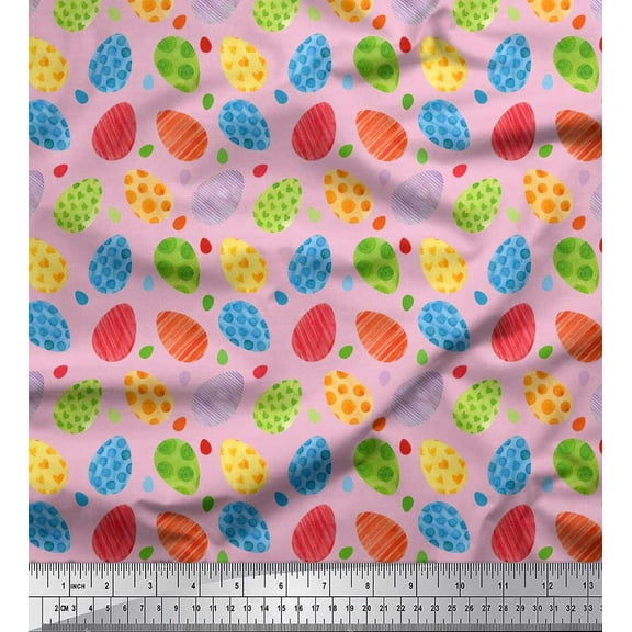 Soimoi Cotton Duck Fabric Egg Easter Print Fabric by The Yard 42 Inch Wide
