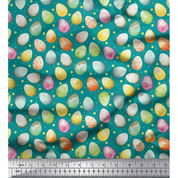 Soimoi Cotton Duck Fabric Egg Easter Print Fabric by The Yard 56 Inch Wide