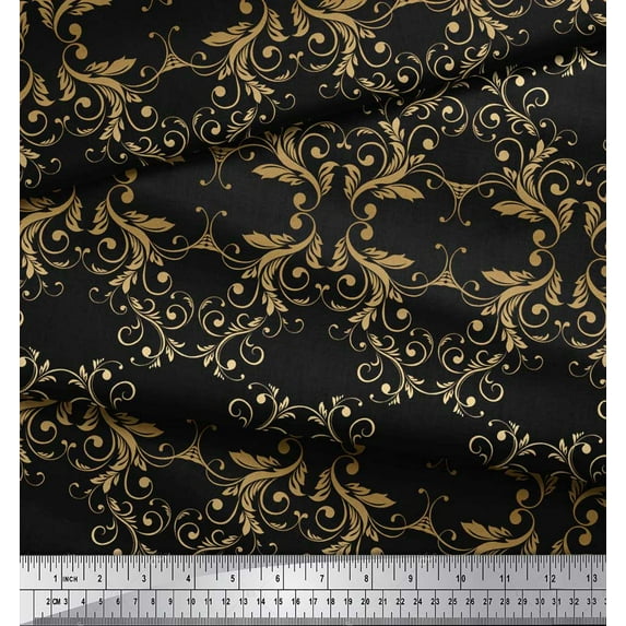 Soimoi Cotton Duck Fabric Filigree Damask Fabric Prints By Yard 42 Inch Wide