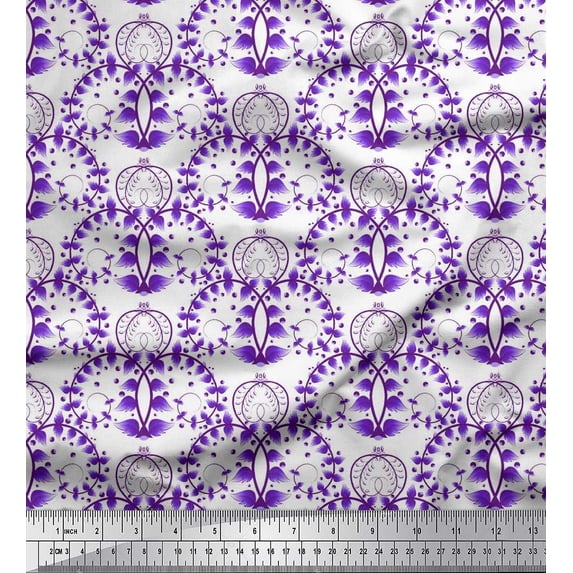 Soimoi Cotton Duck Fabric Floral,Fish & Deer Artistic Fabric Prints by Yard 42 Inch Wide