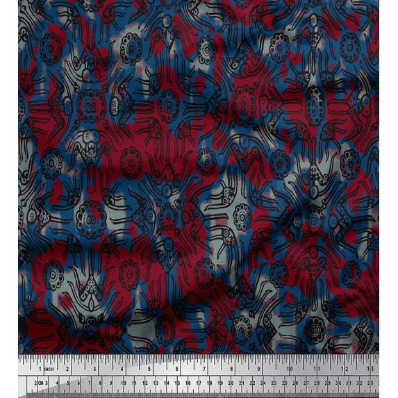 Soimoi Cotton Duck Fabric Floral & Moroccan Damask Fabric Prints By Yard 42 Inch Wide